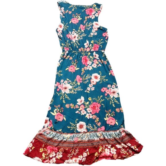 Knox Rose Dress Womens Size S Blue Pink Floral Paisley Midi Maxi Ruffle - Picture 4 of 4